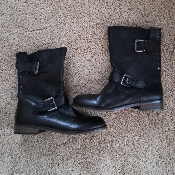 Steve Madden Temmpt Leather Moto Combat Boots - Picture 6 of 12